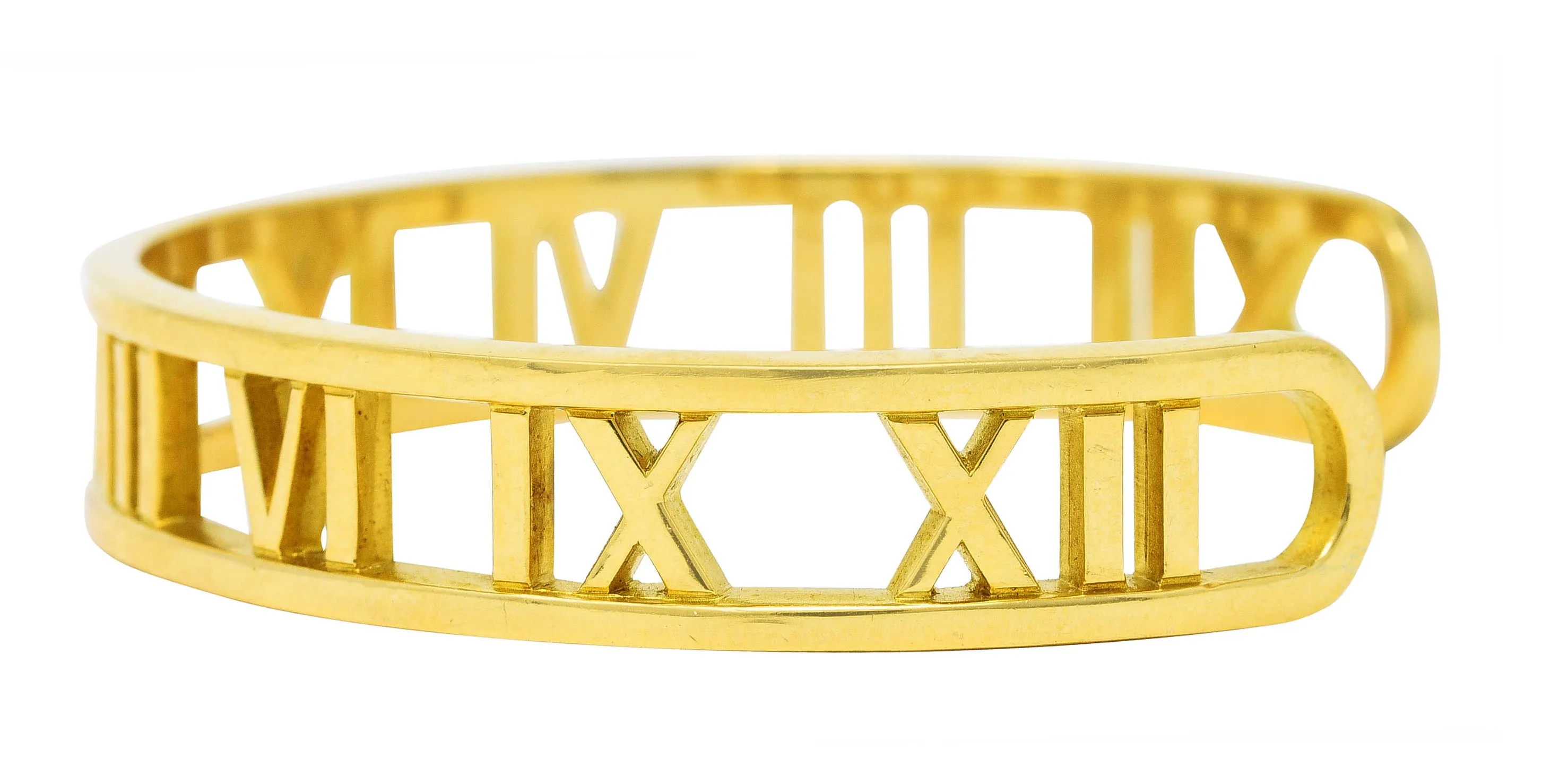 2003 Tiffany & Co. Italy 18 Karat Yellow Gold Roman Numeral Atlas Cuff Bracelet