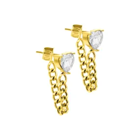 Adornia Women's14k Gold Plated Chain And Crystal Heart Wrap Around Earrings