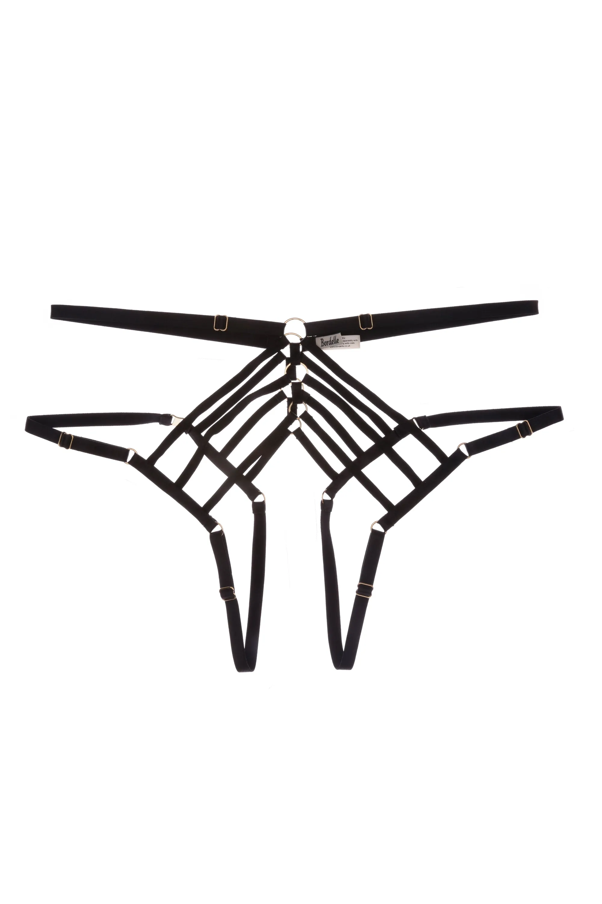 Art Deco Ouvert Strap Black Brief