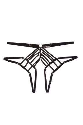 Art Deco Ouvert Strap Black Brief