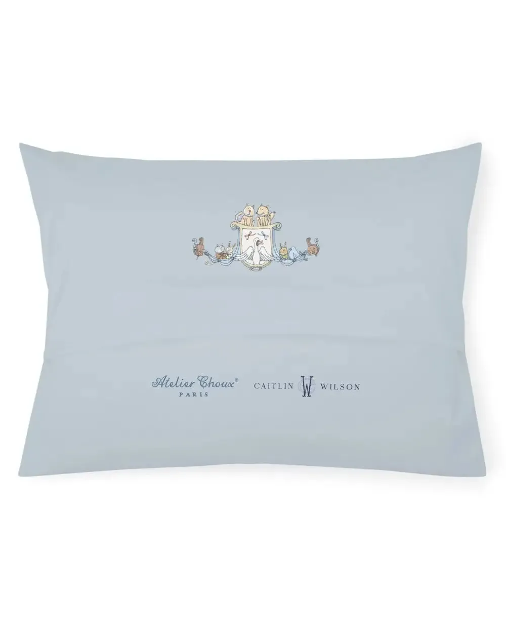 Atelier Choux Paris Cushion Cover Satin Toile De Jouy Blue