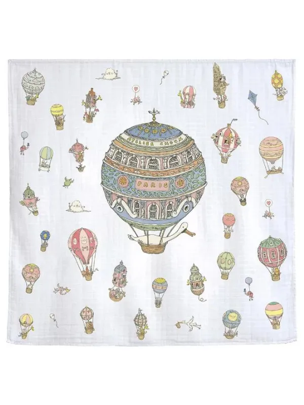 Atelier Choux Paris Swaddle Carre - Hot Air Balloons