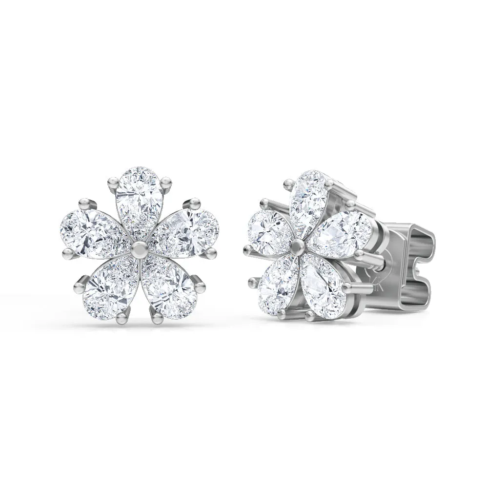 AUTRE - 14K White Gold 1.50ct Lab Grown Diamond Flower Earrings