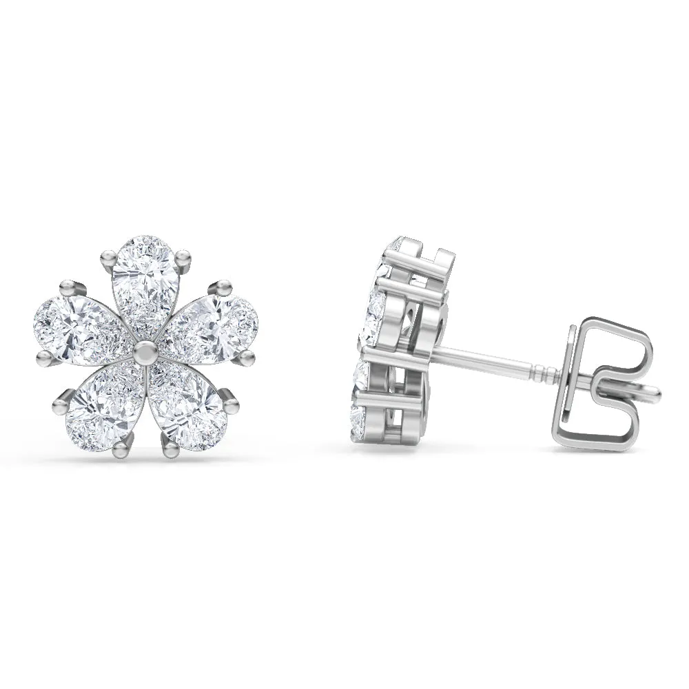 AUTRE - 14K White Gold 1.50ct Lab Grown Diamond Flower Earrings