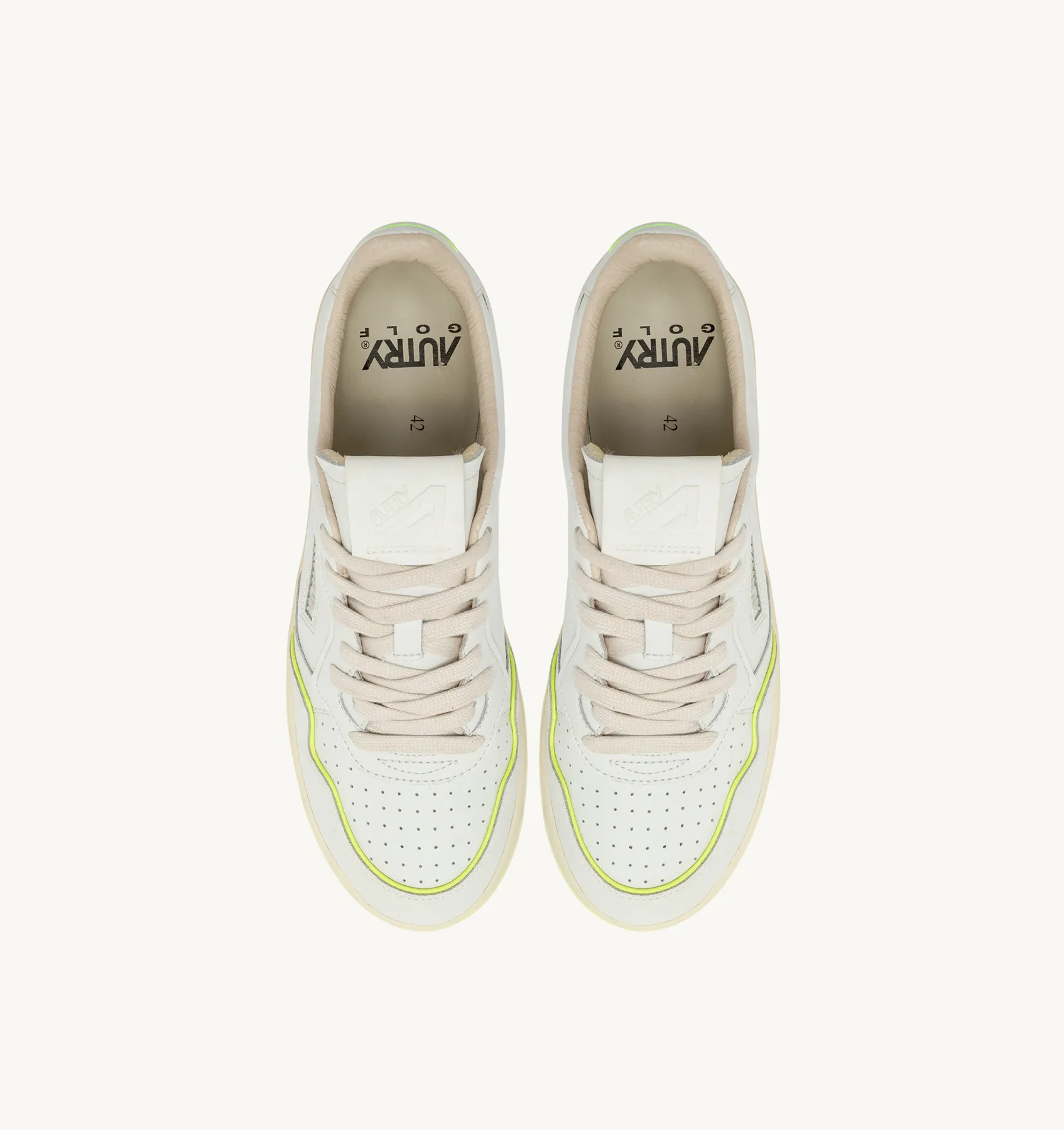 AUTRY NEW ARRIVALS MAN MAN  GOLF LOW SNEAKERS IN LEATHER COLOR WHITE AND YELLOW