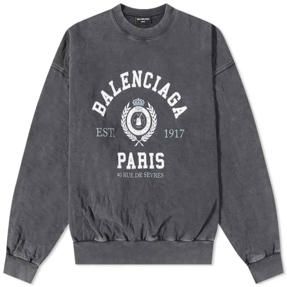 Balenciaga Varsity Logo Crew SweatBlack