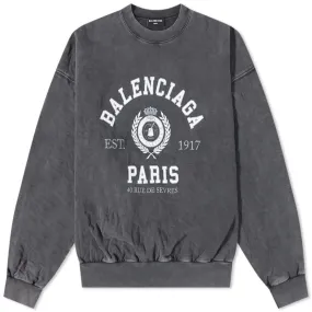 Balenciaga Varsity Logo Crew SweatBlack