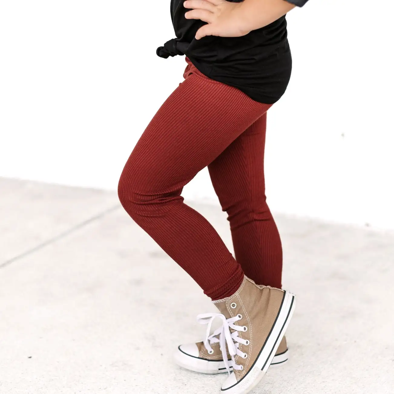 BAMBOO RIB LEGGINGS- Oxblood