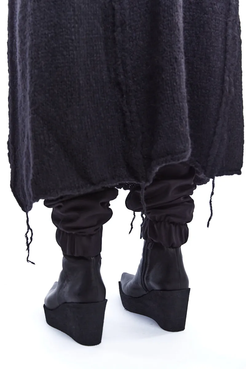 BLACK CHUNKY KNITTED MAXI CARDIGAN