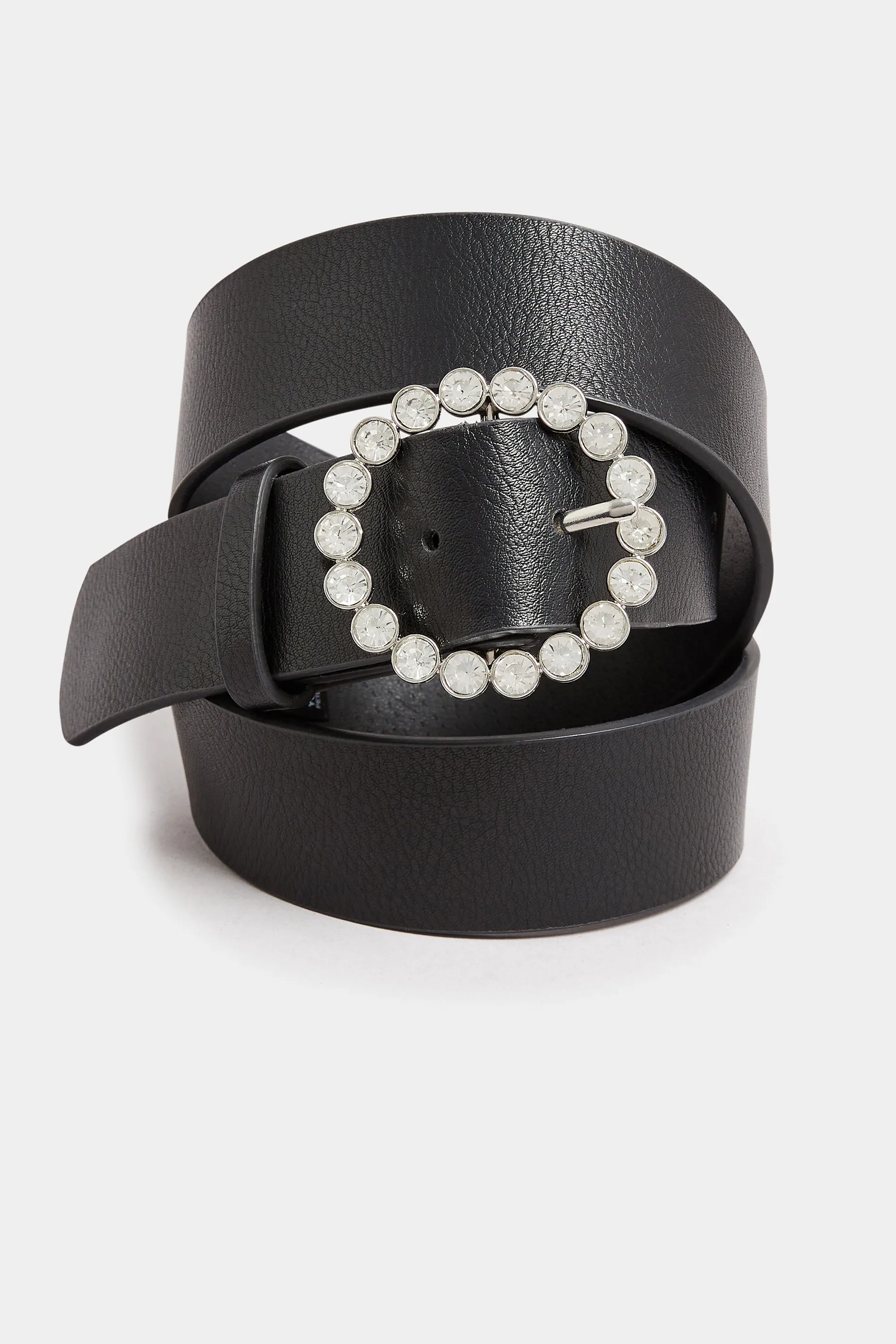 Black Diamante Circle Buckle Belt