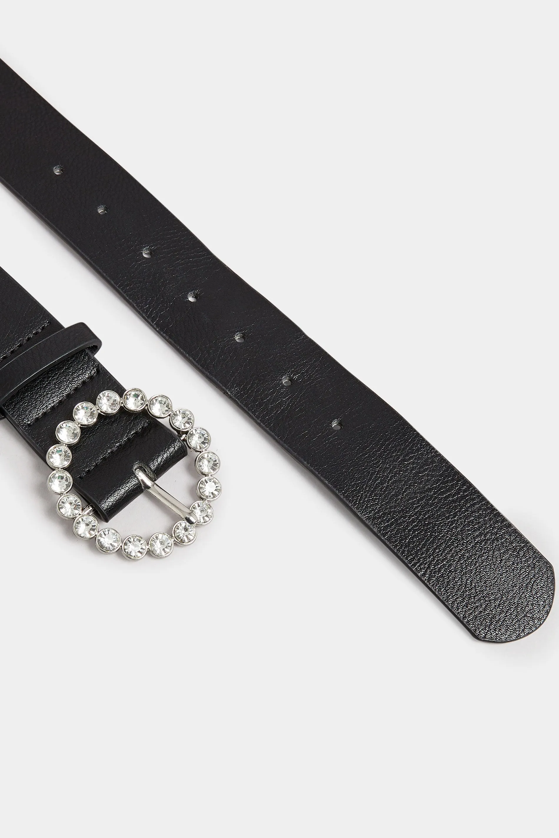 Black Diamante Circle Buckle Belt