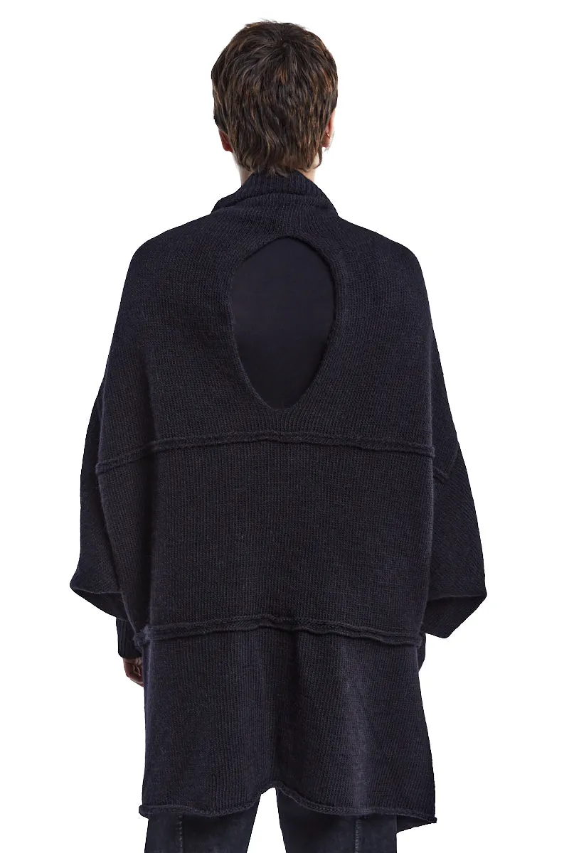 BLACK KNITTED CARDIGAN TUNIC