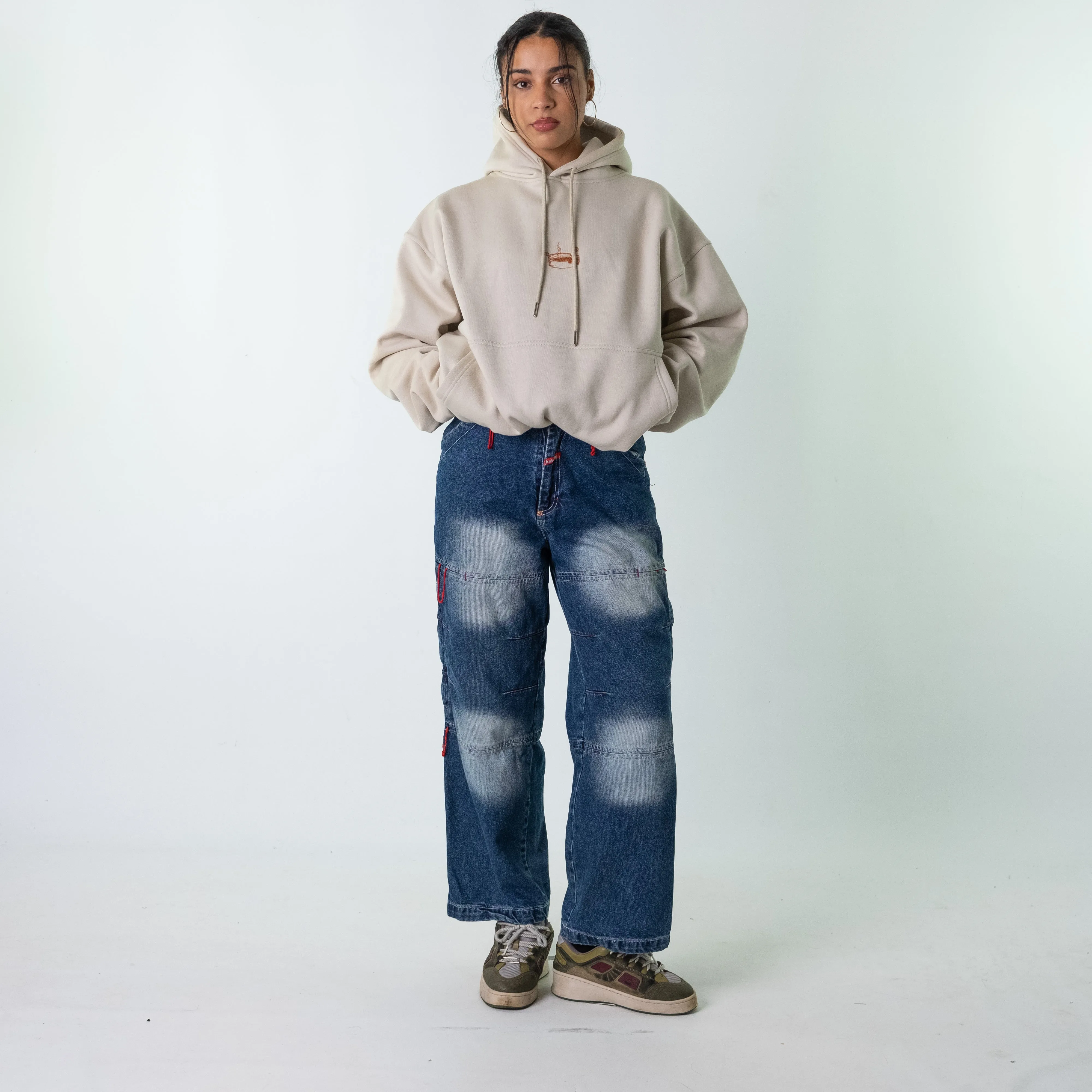 Blue Denim 90s Baggy Hip Hop Baldmark Cargo Skater Trousers Pants Jeans (28x30)