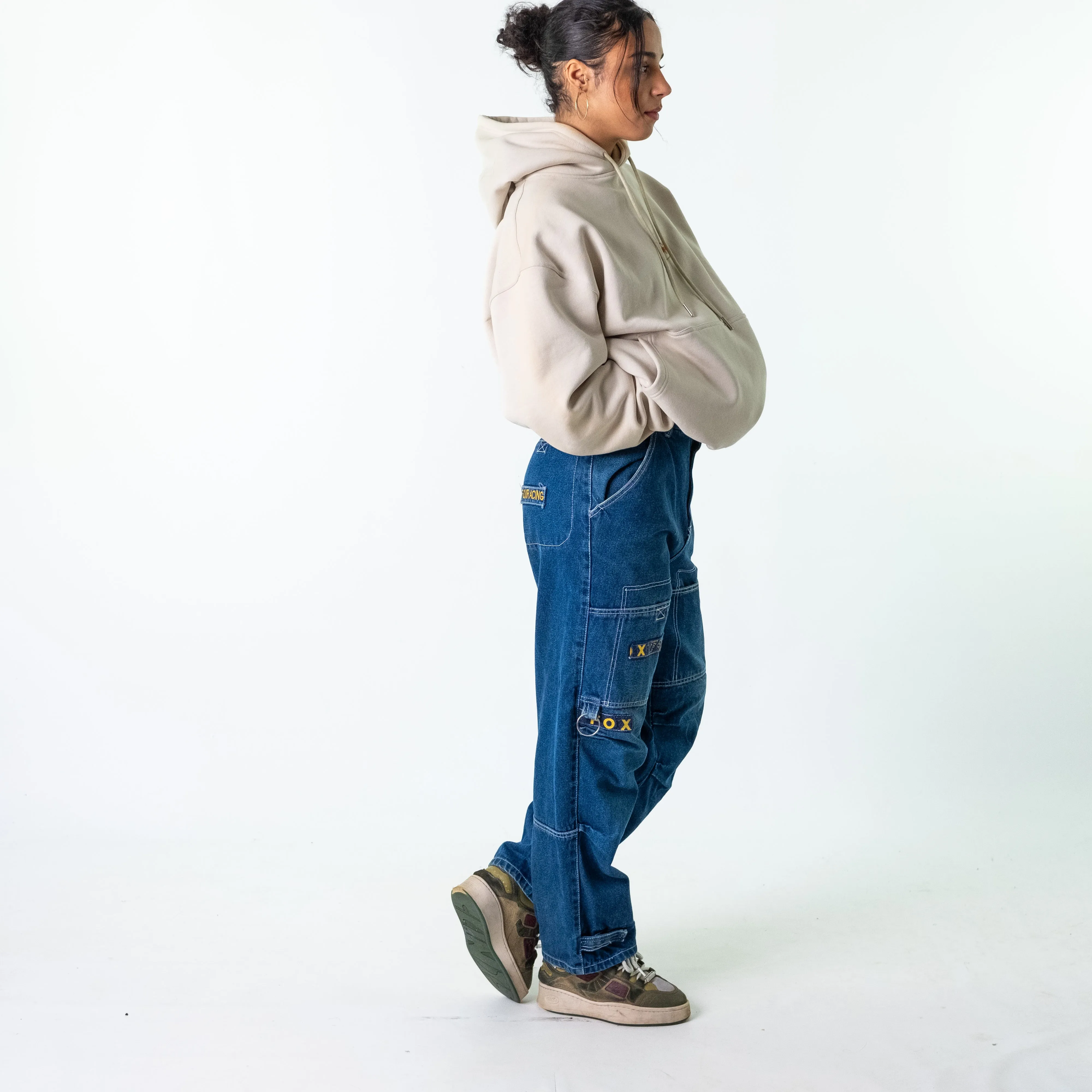 Blue Denim 90s Baggy Hip Hop  Cargo Skater Trousers Pants Jeans (30x30)