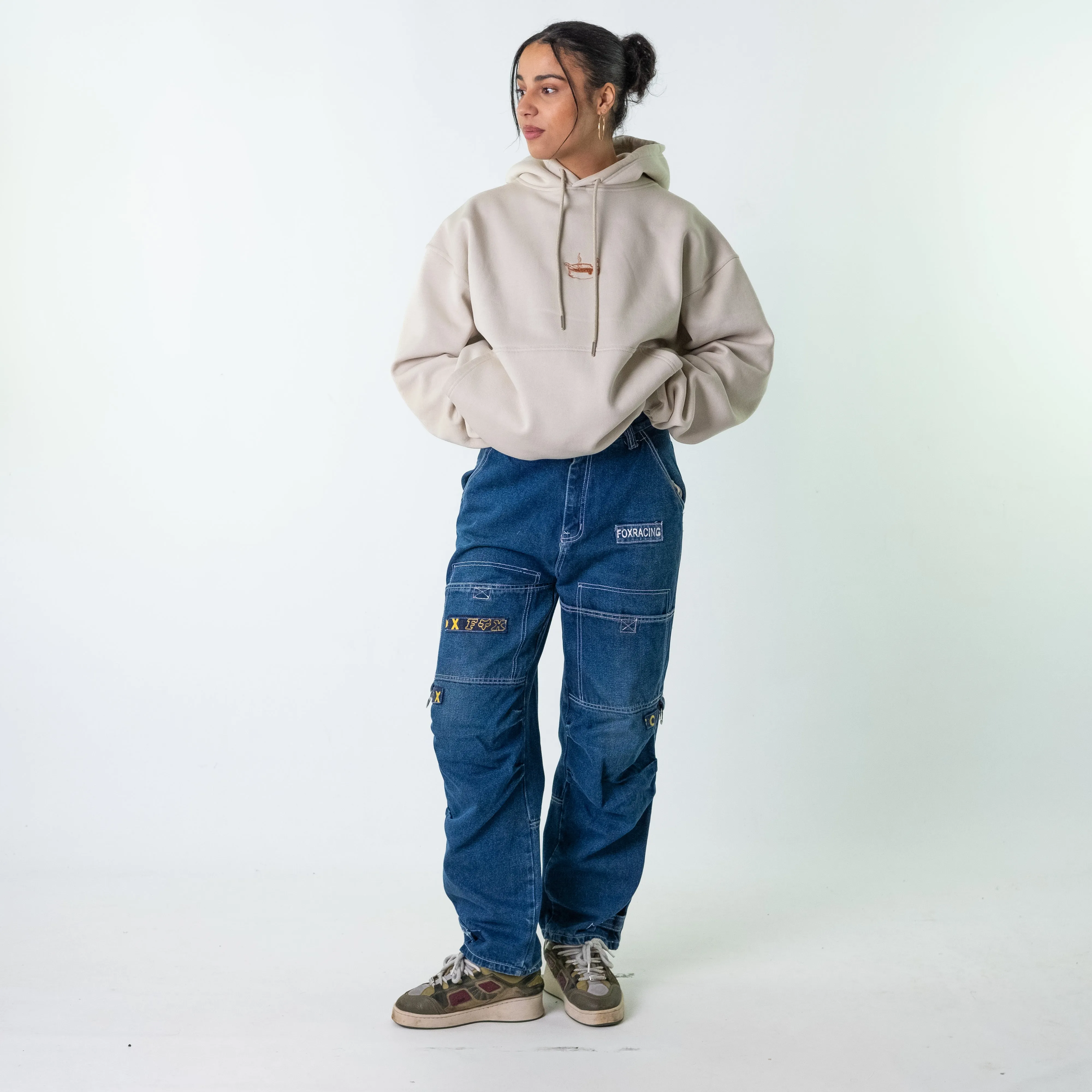 Blue Denim 90s Baggy Hip Hop  Cargo Skater Trousers Pants Jeans (30x30)