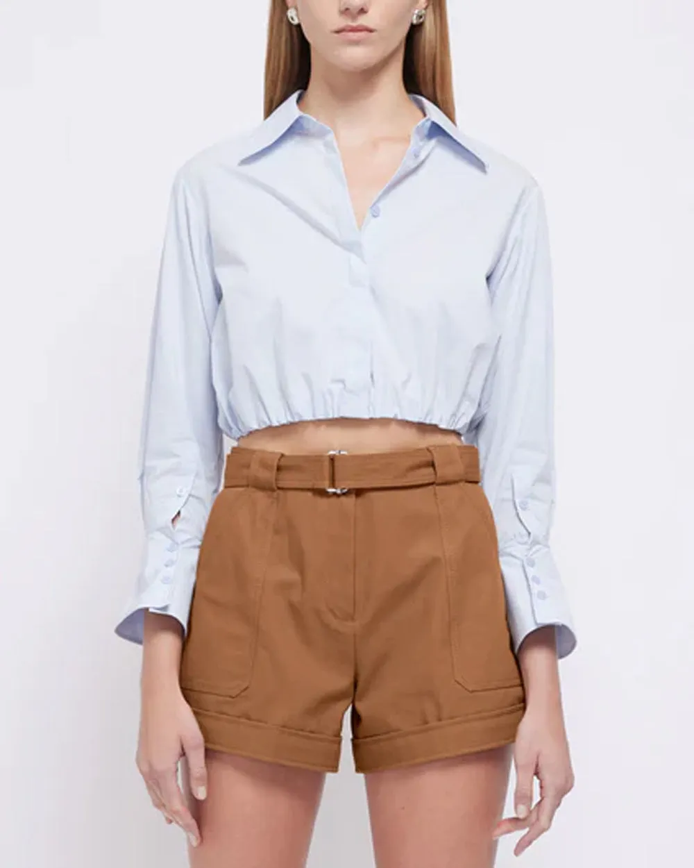 Blue Haze Cropped Blythe Button Up Top