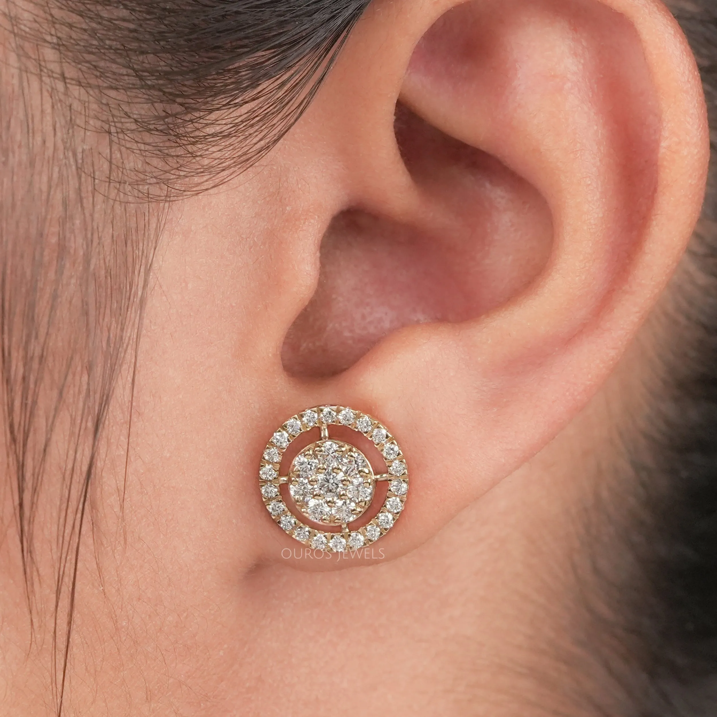 Brilliant Round Cut Lab Diamond Halo Stud Earrings