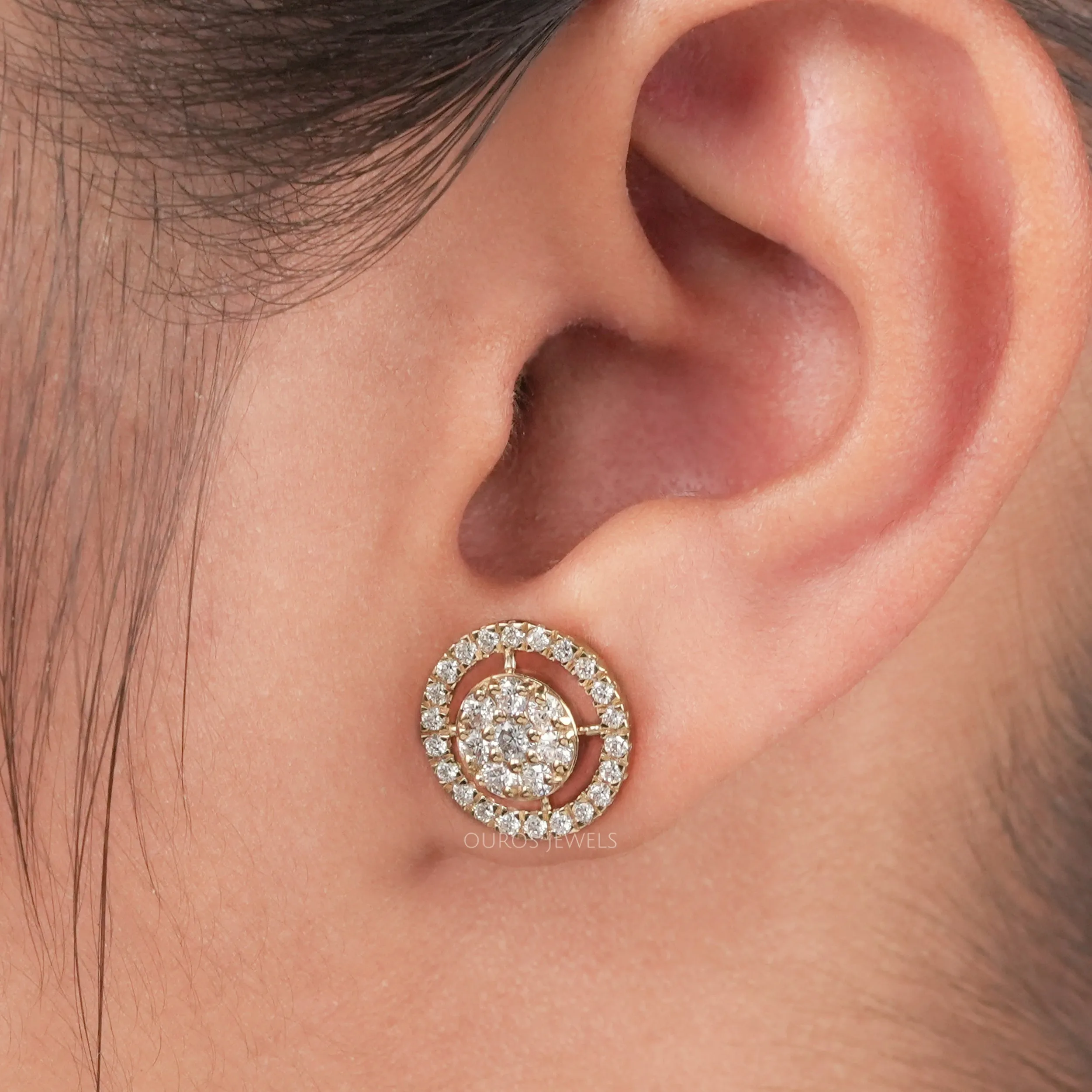 Brilliant Round Cut Lab Diamond Halo Stud Earrings