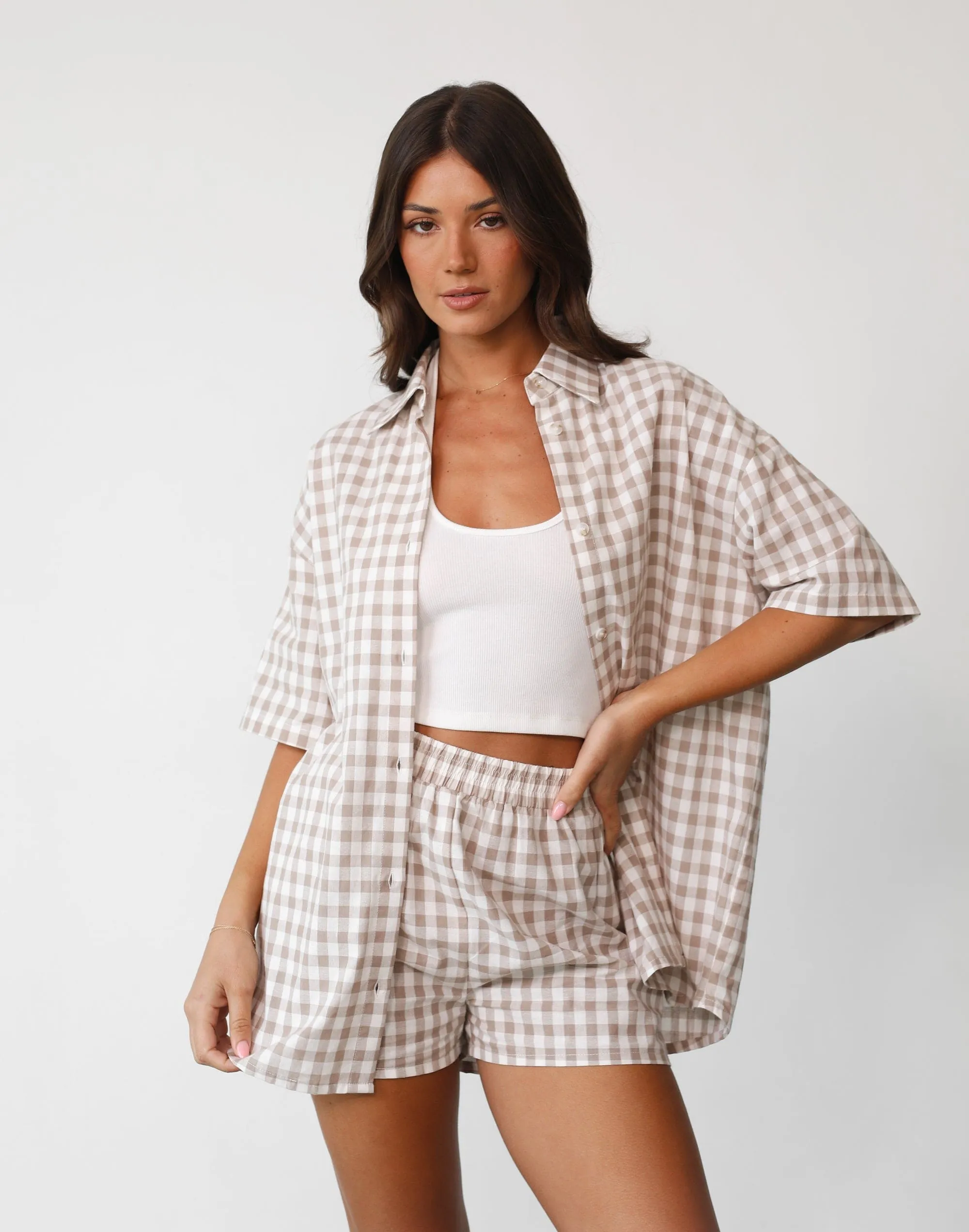 Camila Shorts (Beige Gingham)