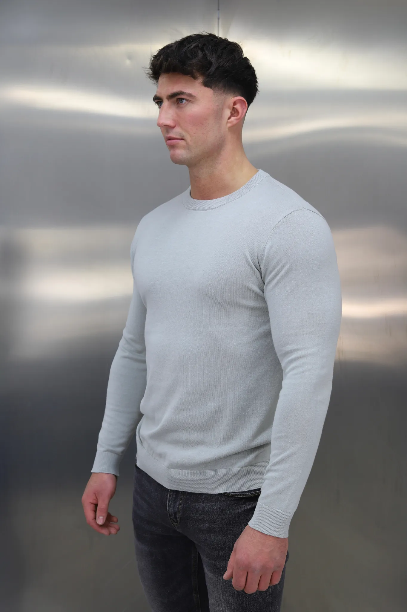 Capo Egyptian Cotton Crew Neck Jumper - Stone