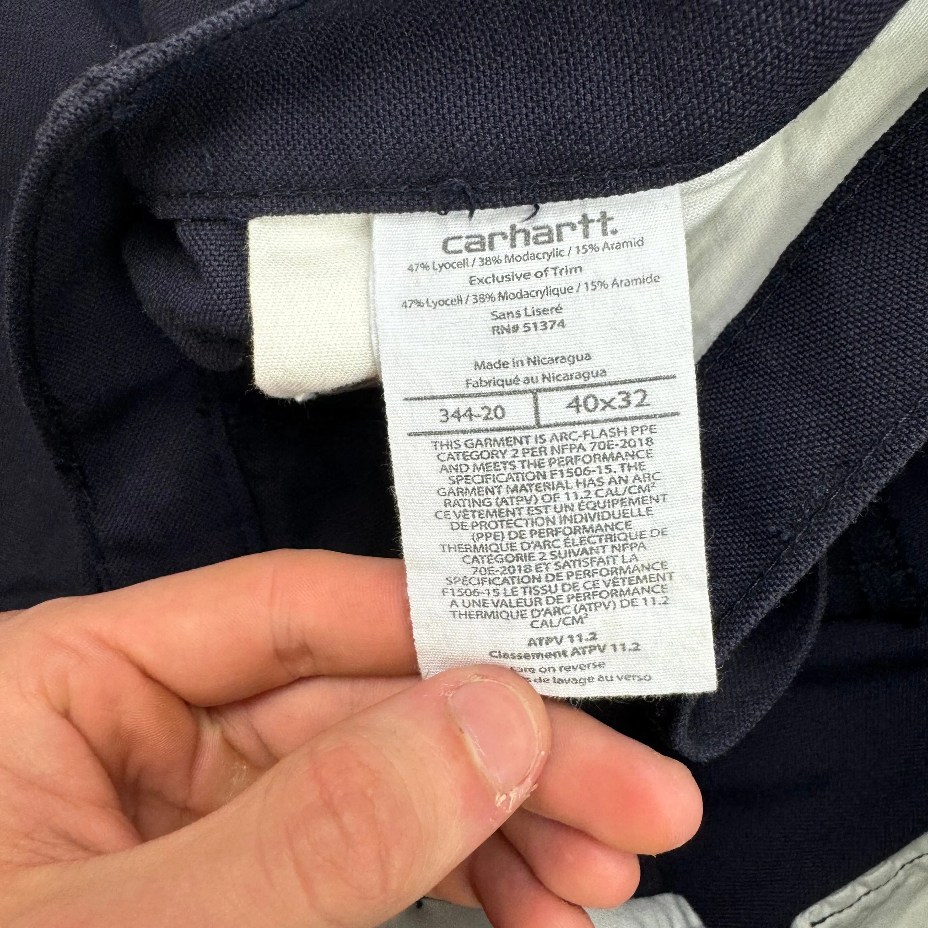Carhartt FR Workwear Cargo Trousers Navy Blue
