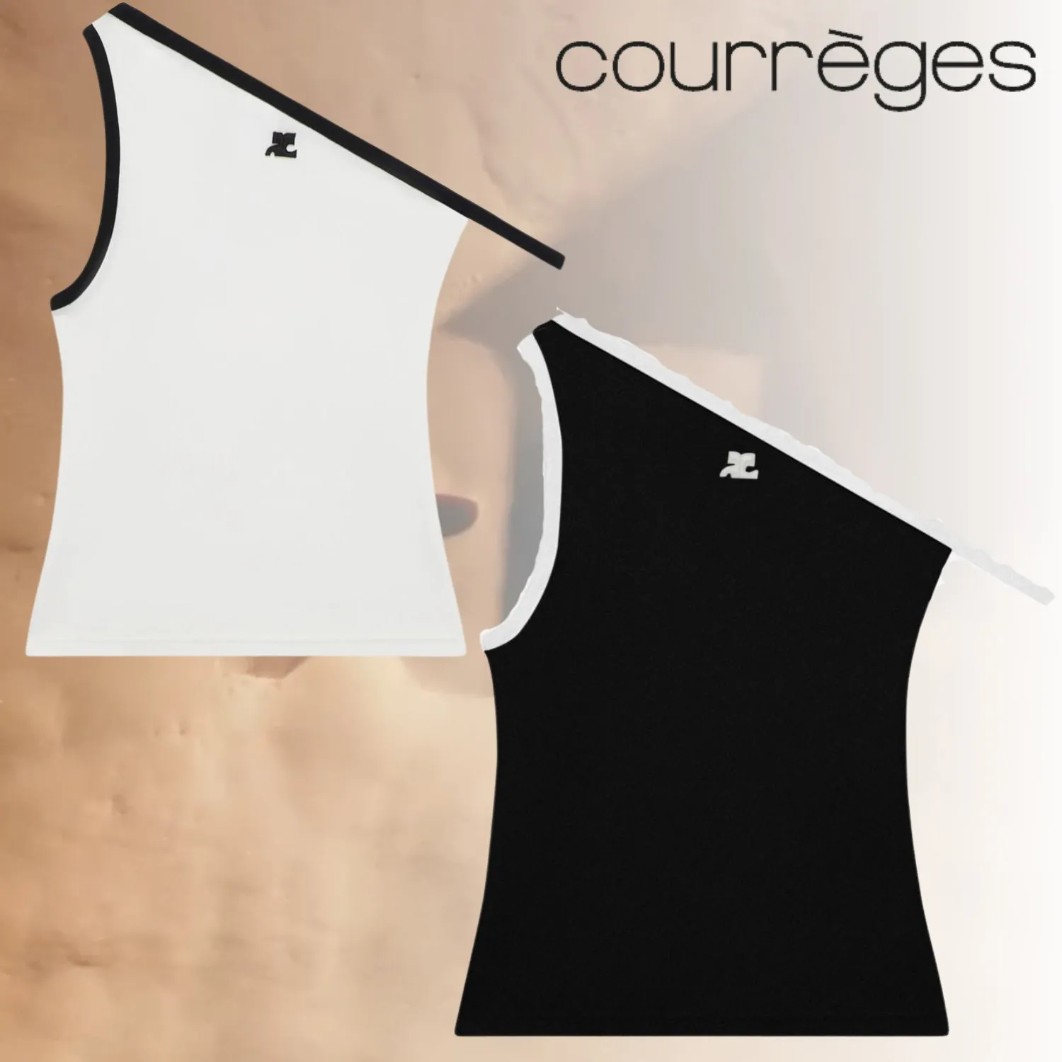 Courreges  |Street Style Plain Cotton Logo Asymmetry Skater Style