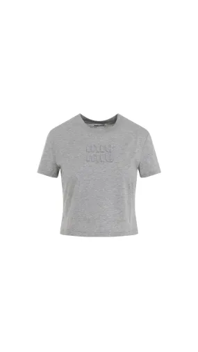 Cropped Logo T-shirt - Grey Mélange