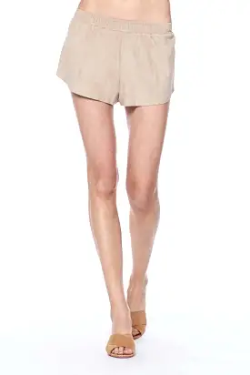 David Lerner Suede Raw Edge Shorts