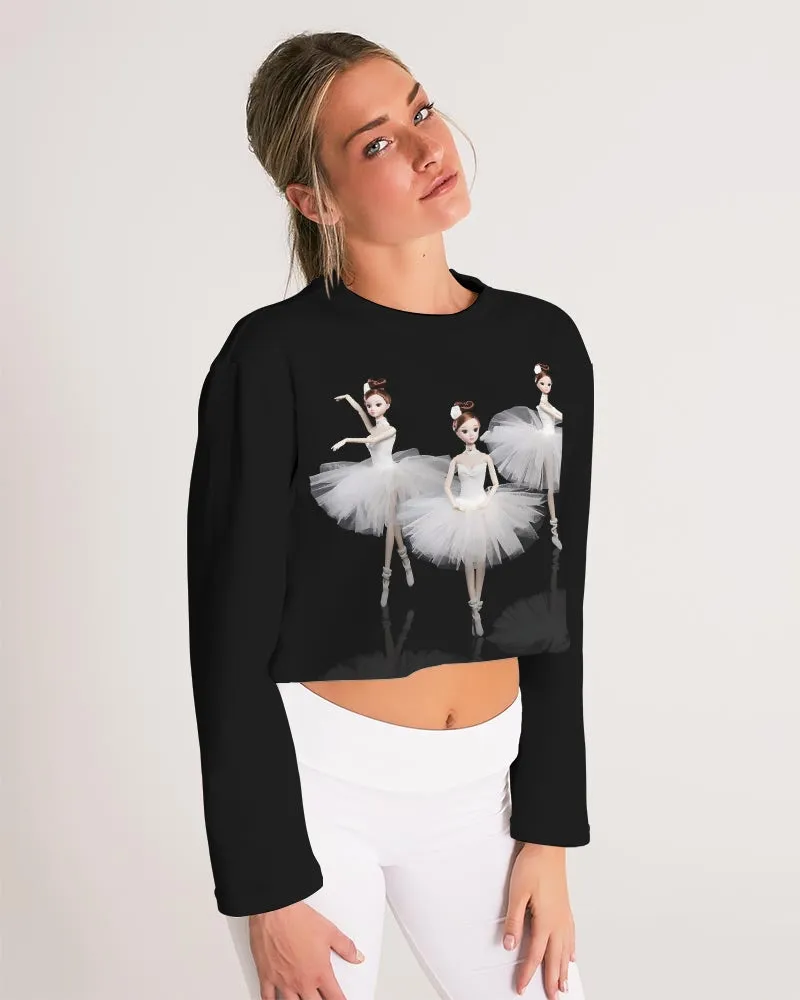 DOLLY  Ballerina Dolls White Women's Cropped Sweatshirt