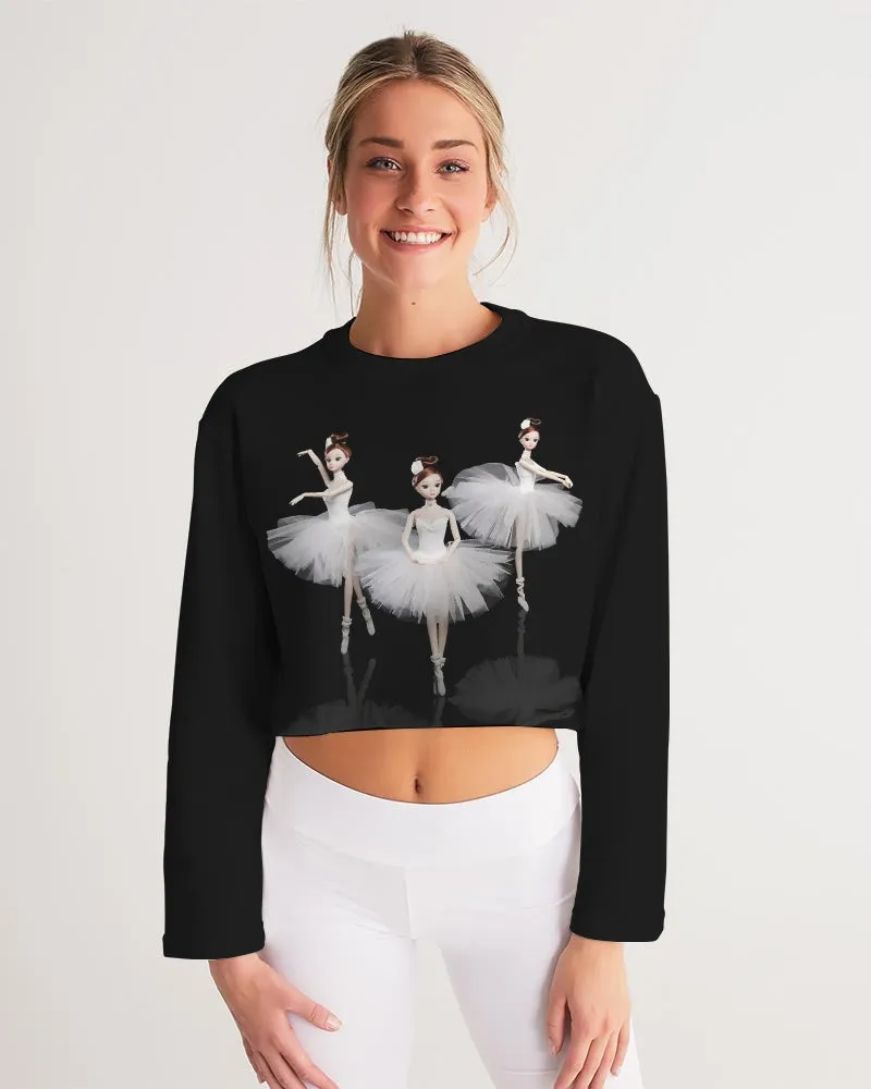 DOLLY  Ballerina Dolls White Women's Cropped Sweatshirt