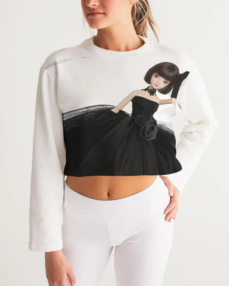 DOLLY Fashion Doll Little Black Dress Women's Cropped Sweatshirt