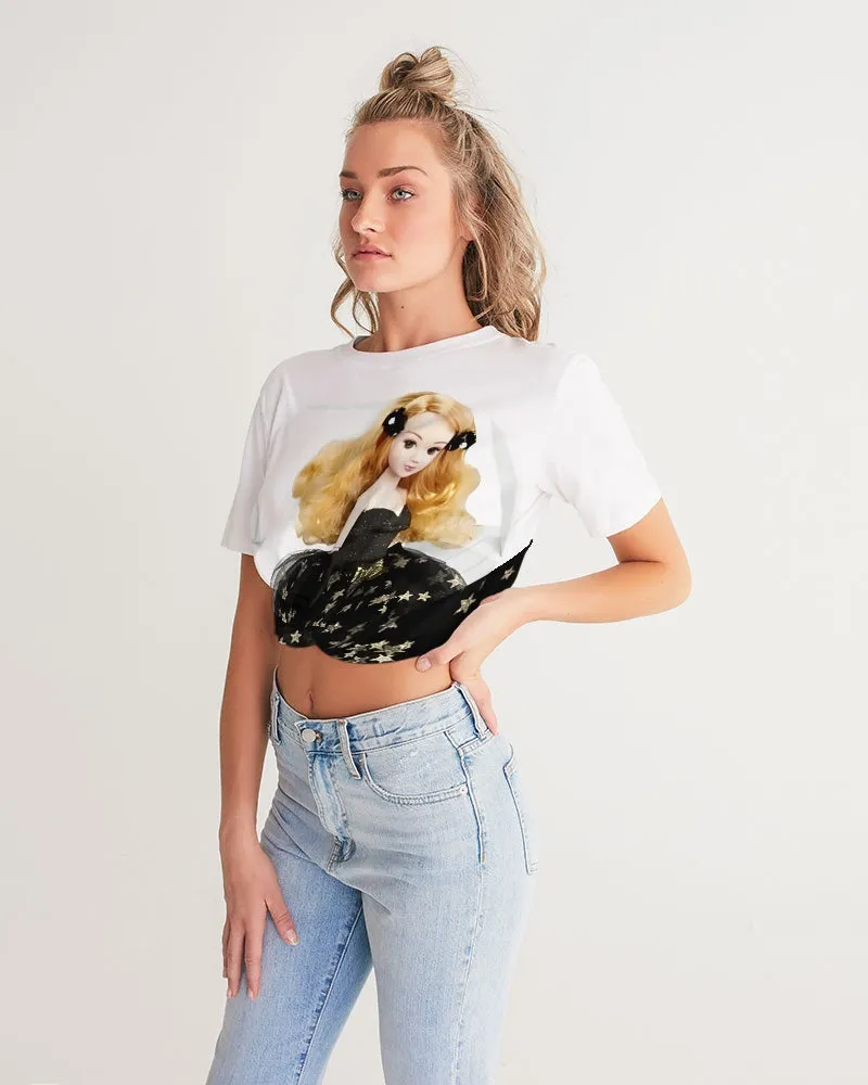 DOLLY Fashion Doll Star Women's Twist-Front Cropped Tee