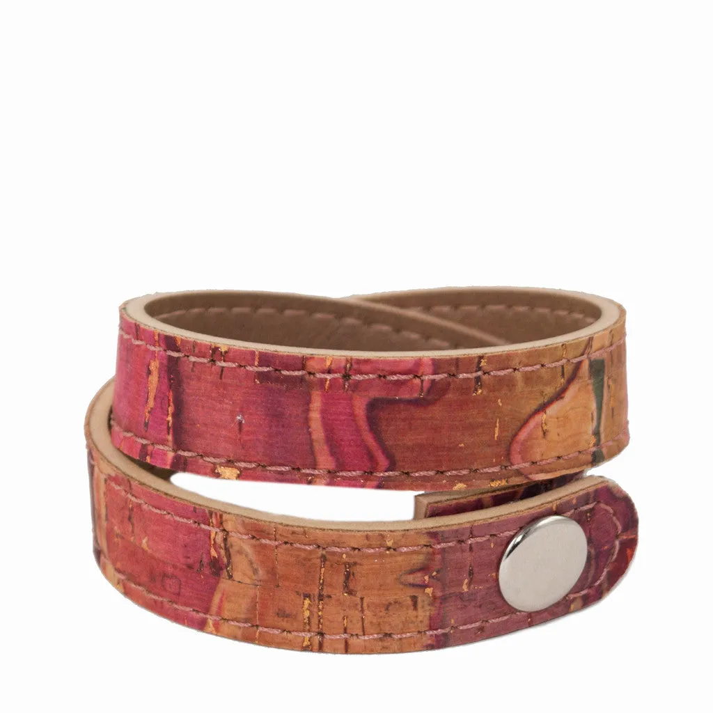 Double wrap cork cuff - Red multi-color