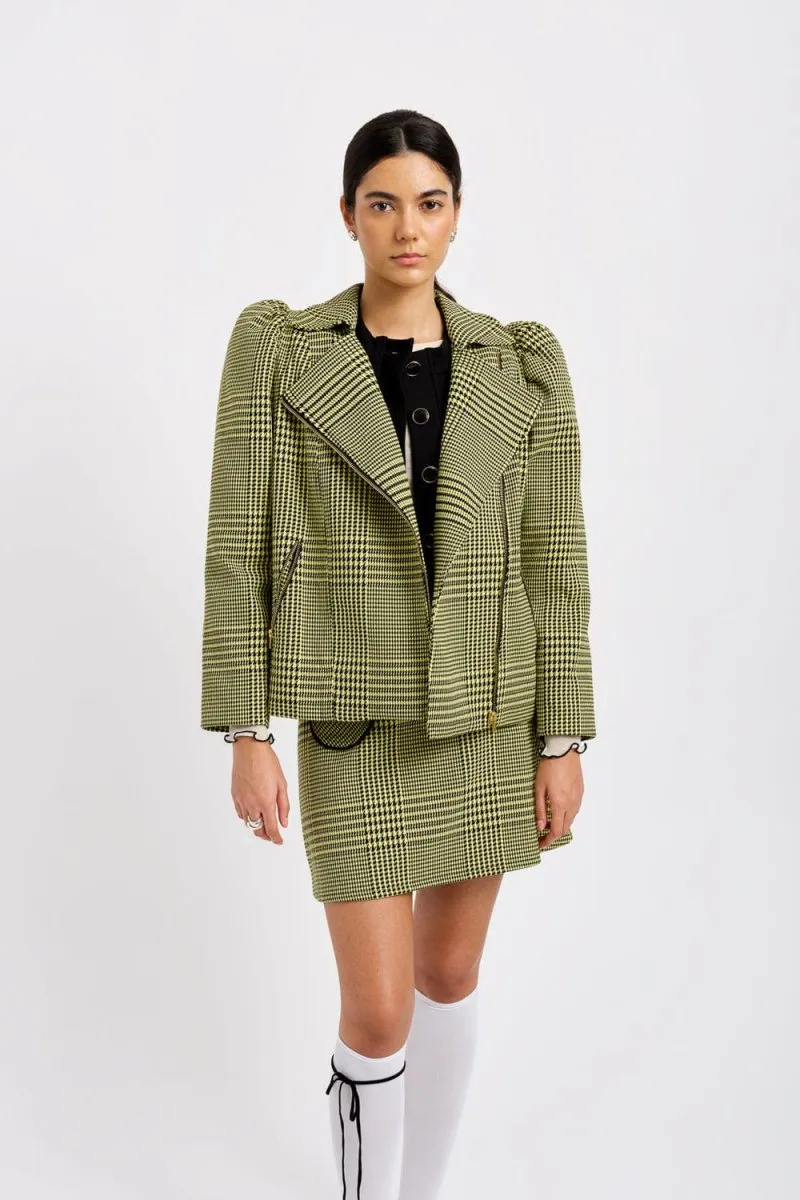 Eliza Faulkner Valentine Moto Coat - Clueless Yellow Plaid (Online Exclusive)