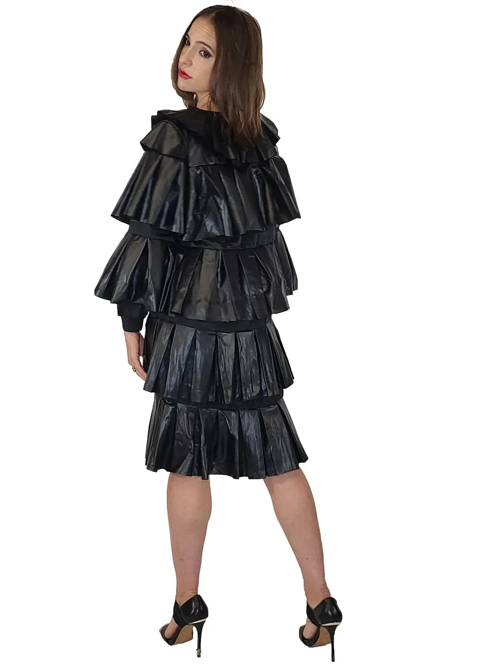 Faux Leather Tiered Dress