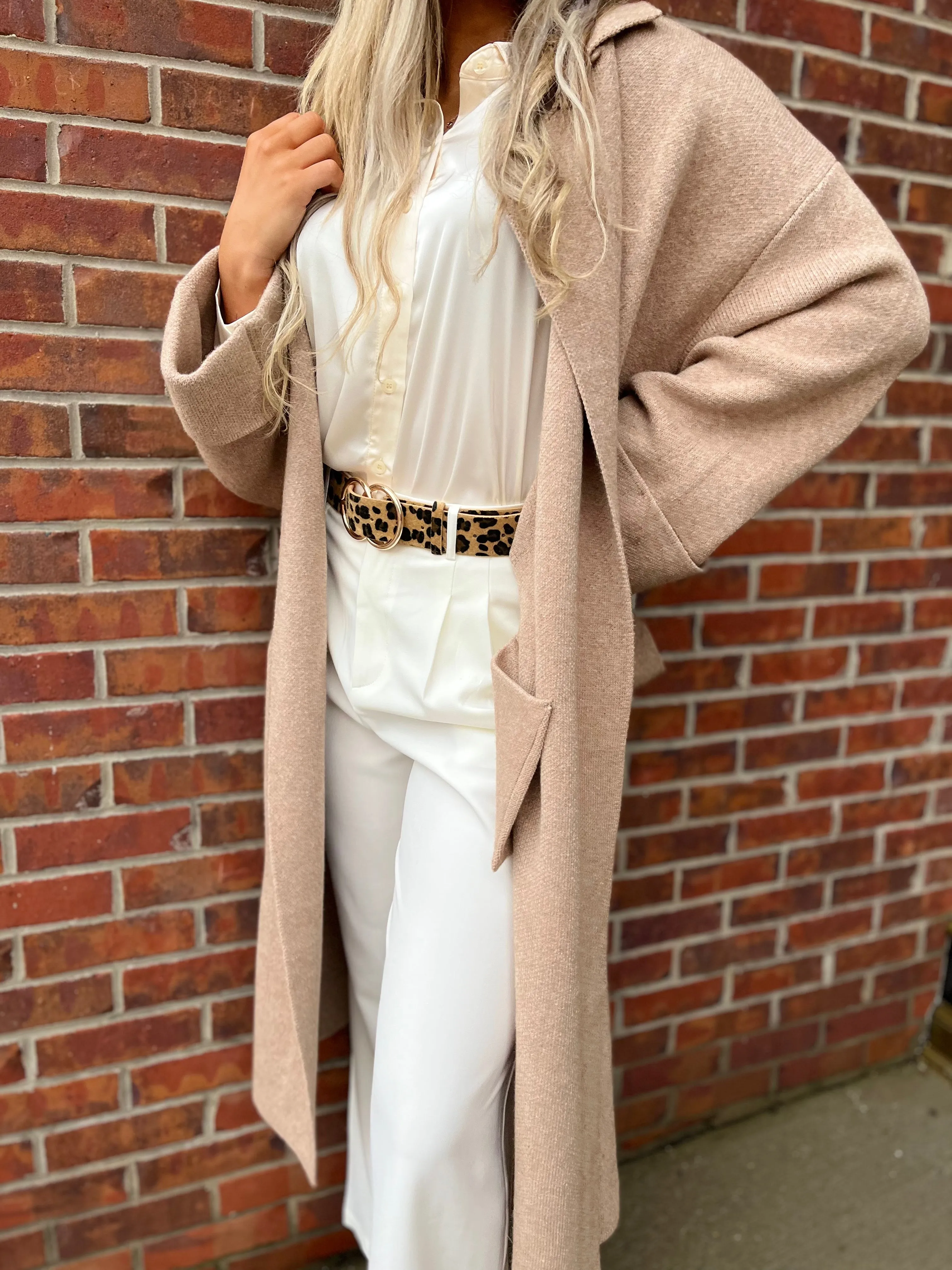 Favorite Latte Knitted Trench Coat