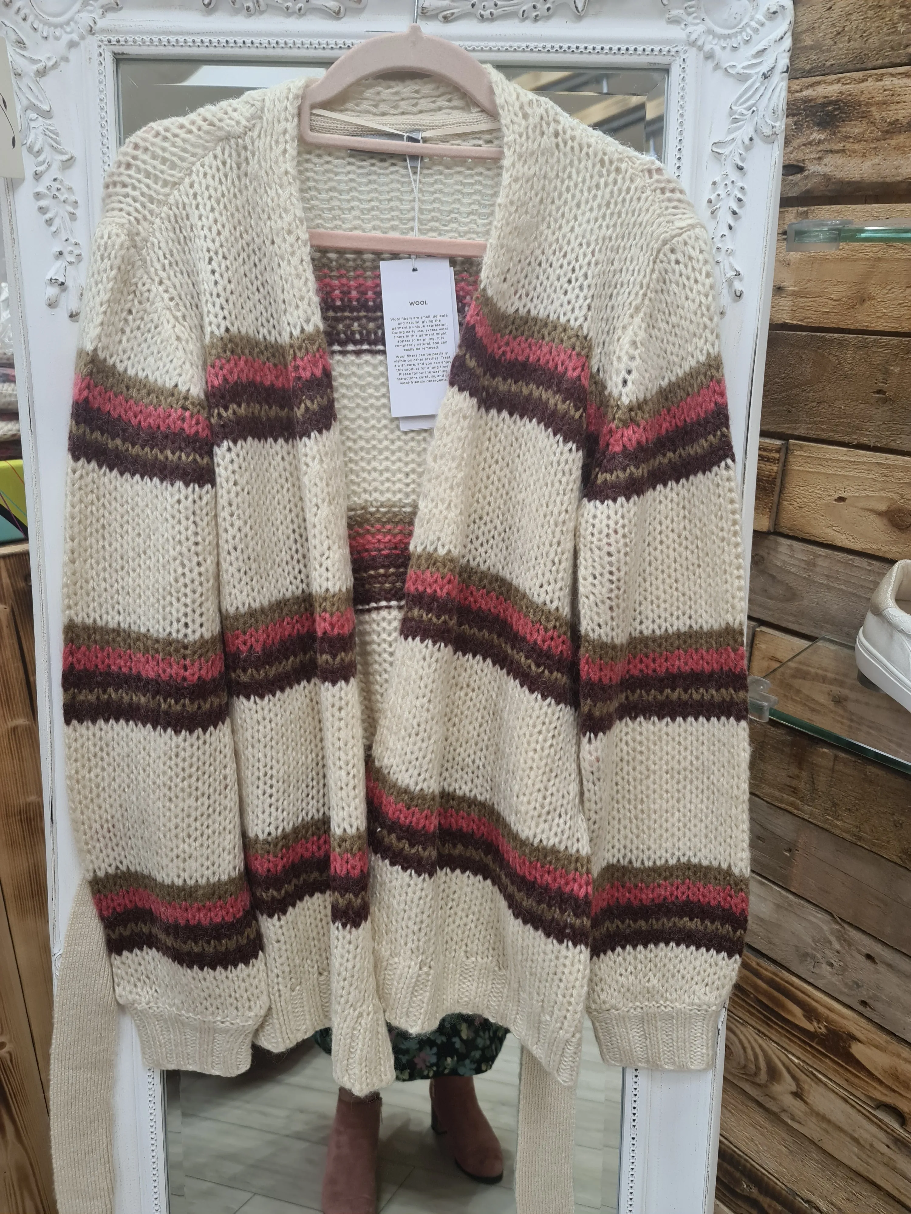 Fransa Mary Cardigan 2061185 Cream & Burgundy