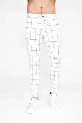 Frilivin Slim Trousers With Simple Grid Print