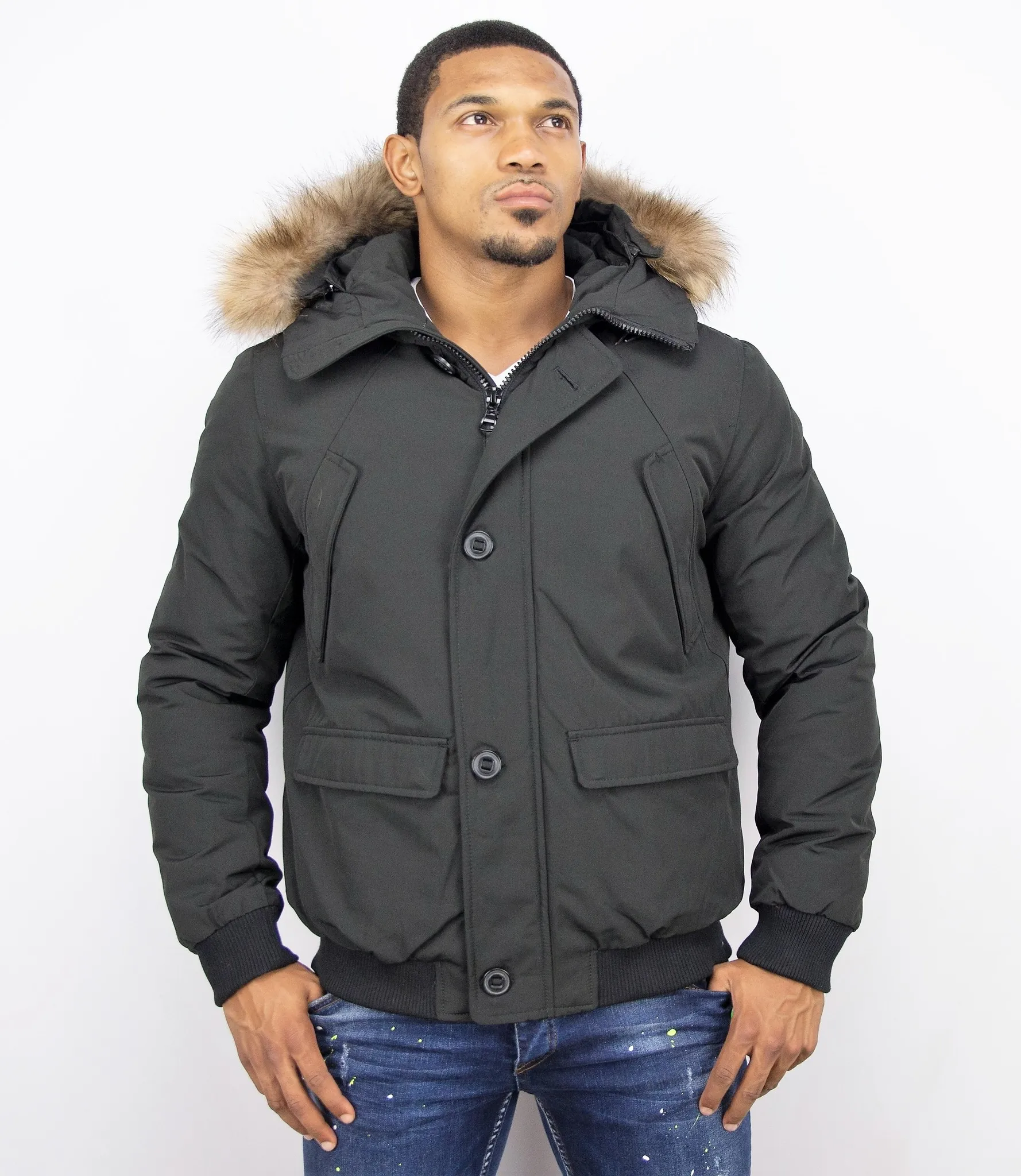 Fur Collar Coat | Men Winter Coat Short | Chilliwack Bomber |