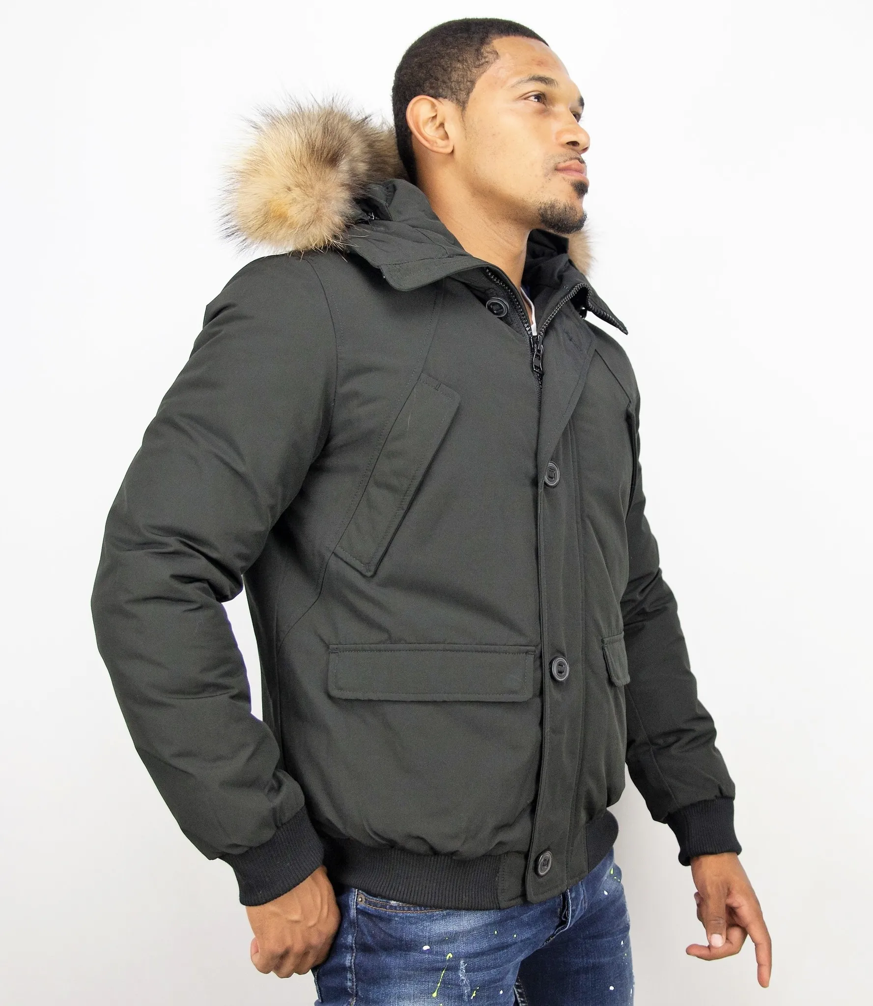 Fur Collar Coat | Men Winter Coat Short | Chilliwack Bomber |