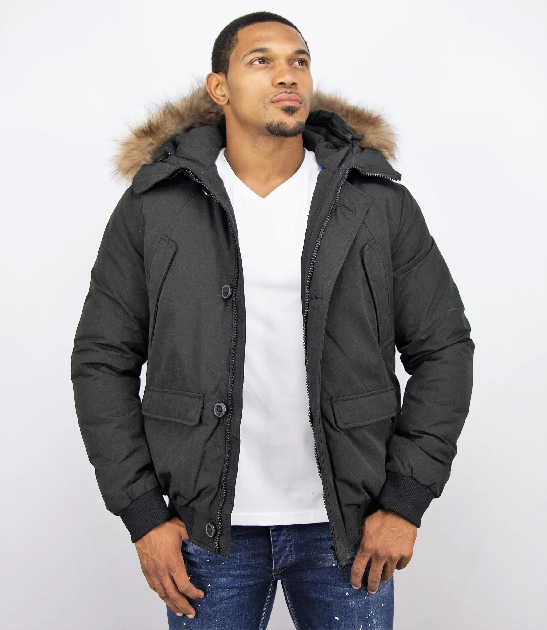 Fur Collar Coat | Men Winter Coat Short | Chilliwack Bomber |