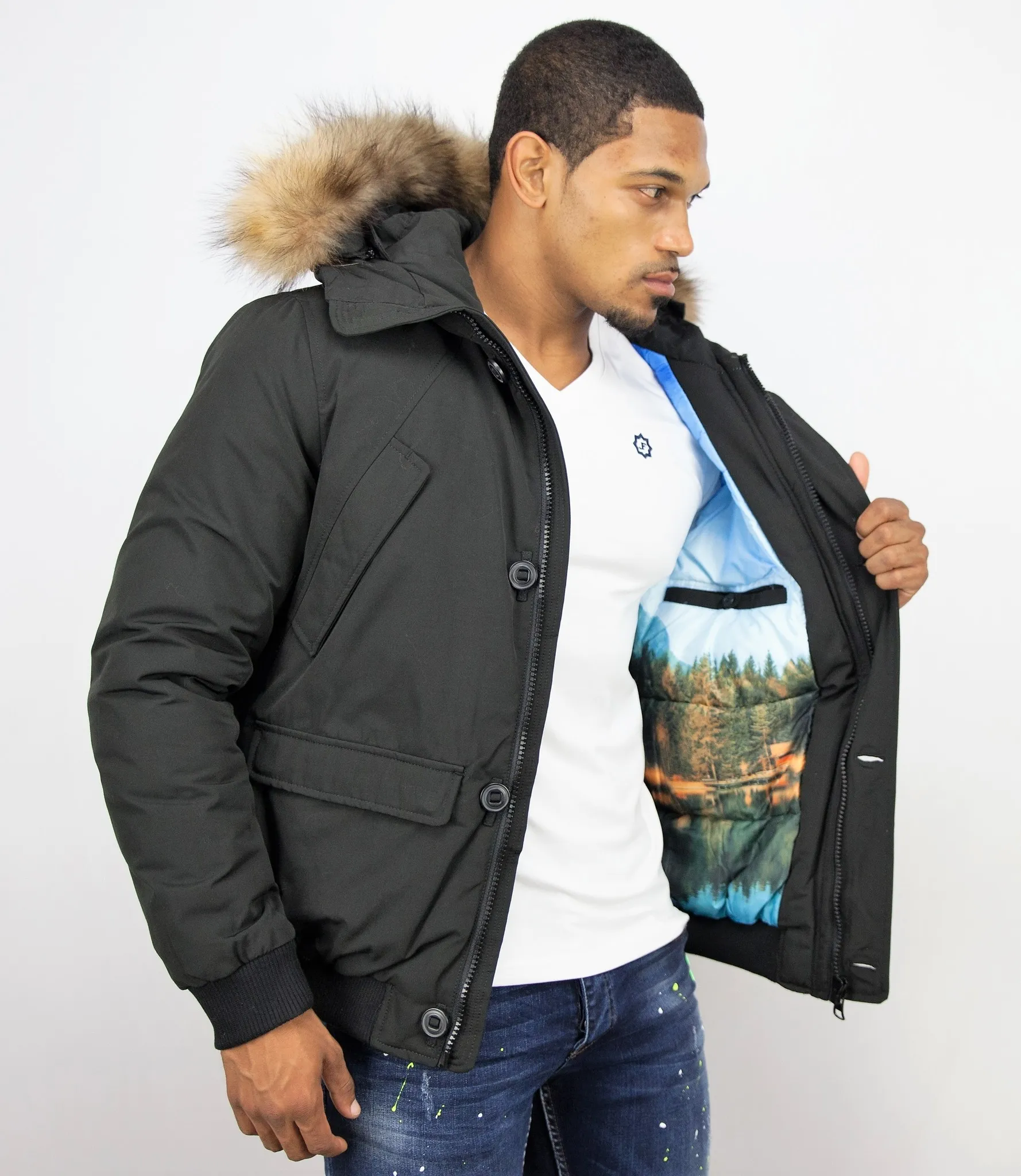 Fur Collar Coat | Men Winter Coat Short | Chilliwack Bomber |