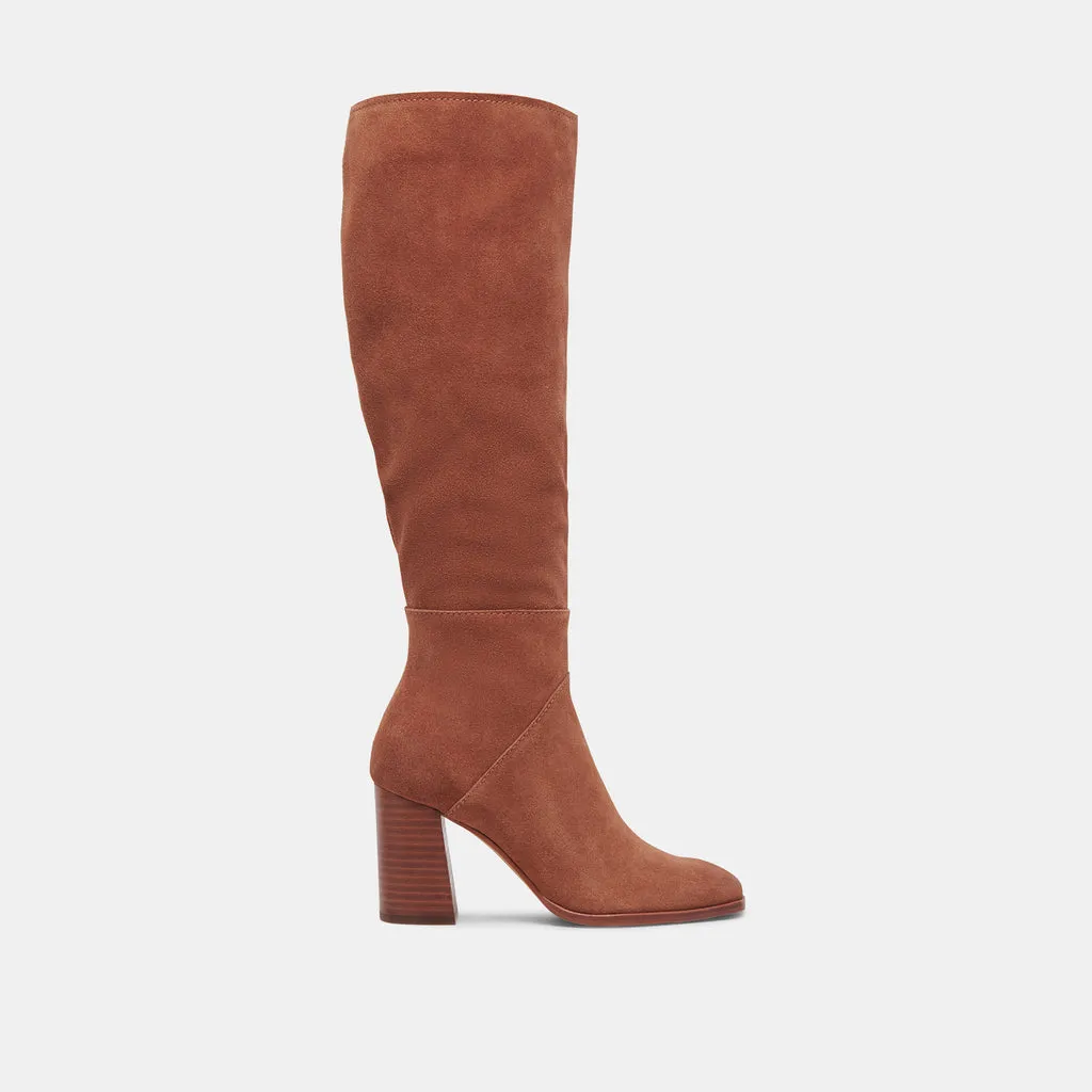 FYNN Wide Calf Boots DK Brown Suede | Brown Suede Knee-High Boots– Dolce Vita 6943099093058