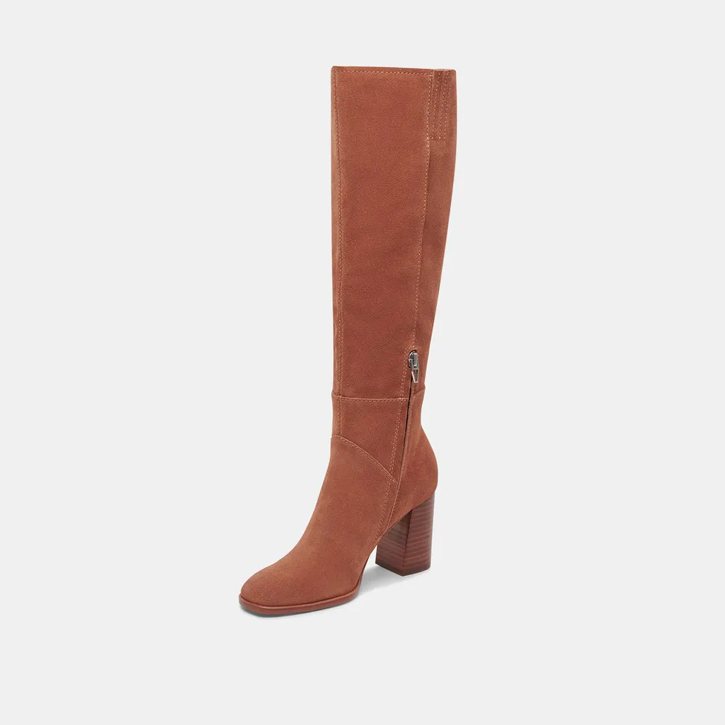 FYNN Wide Calf Boots DK Brown Suede | Brown Suede Knee-High Boots– Dolce Vita 6943099093058