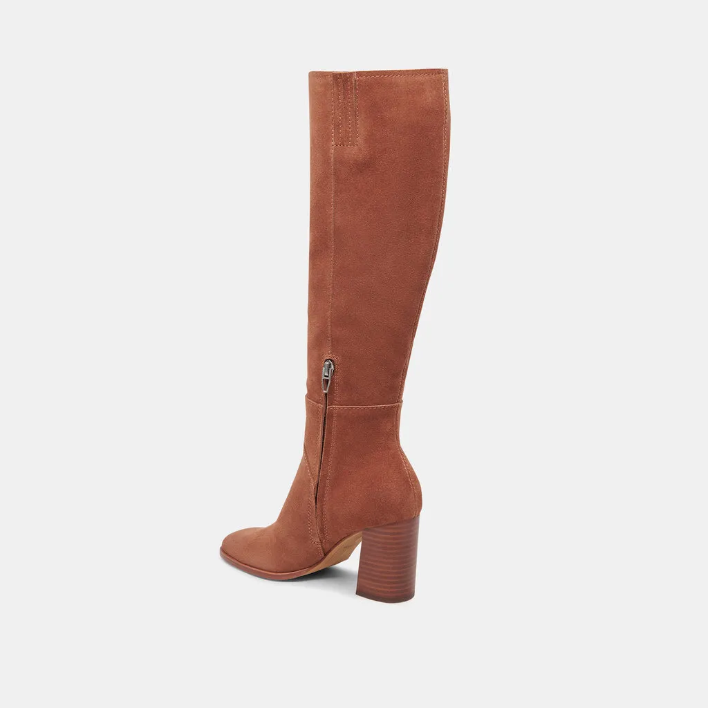 FYNN Wide Calf Boots DK Brown Suede | Brown Suede Knee-High Boots– Dolce Vita 6943099093058