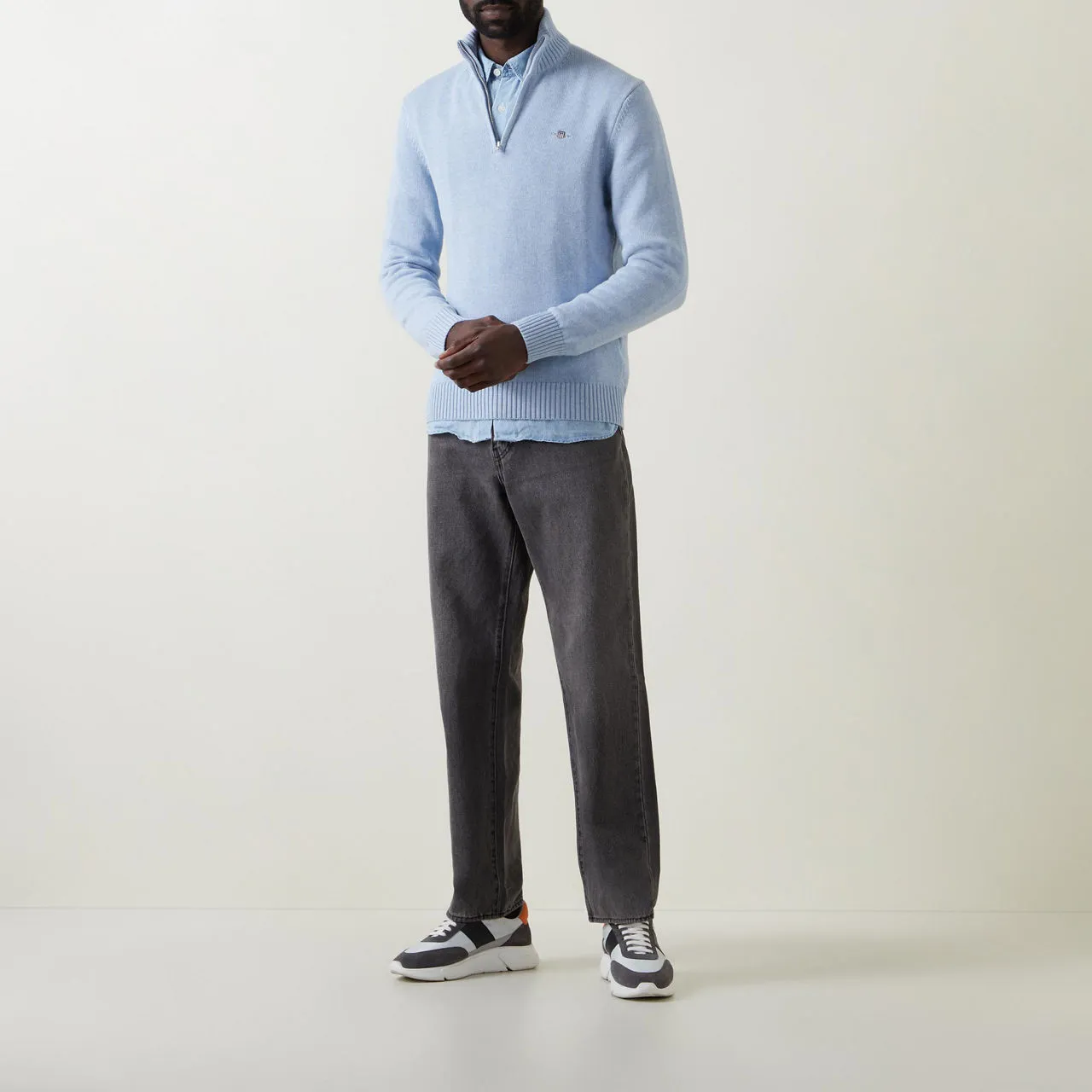 GANT The Sustainable Edit Casual Half-Zip Logo Sweater - Light Blue