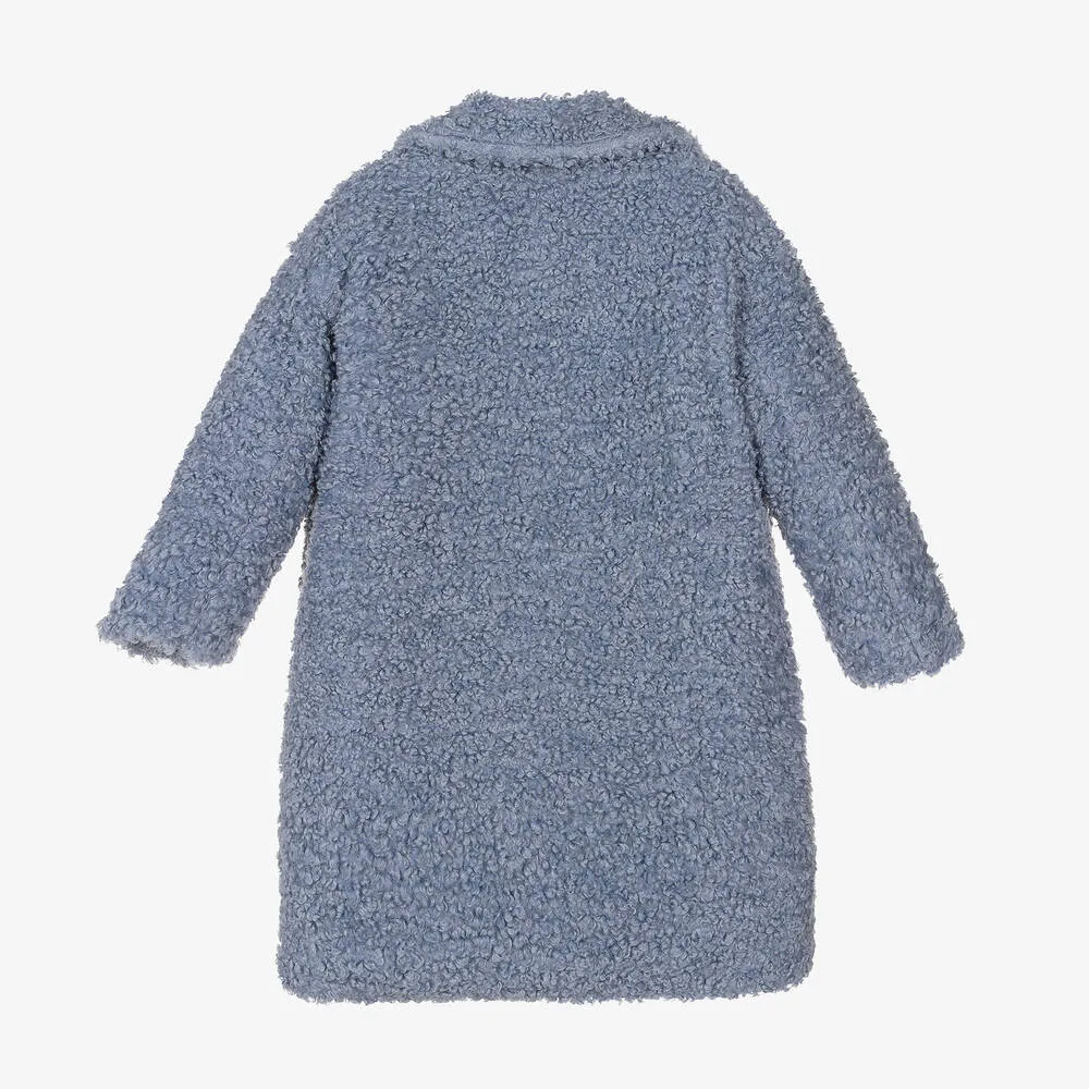 Girls Blue Bouclé Coat