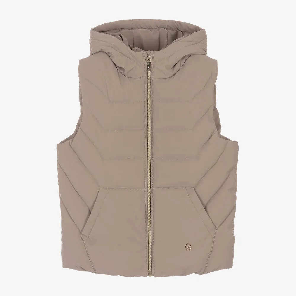 Girls Brown Puffer Gilet