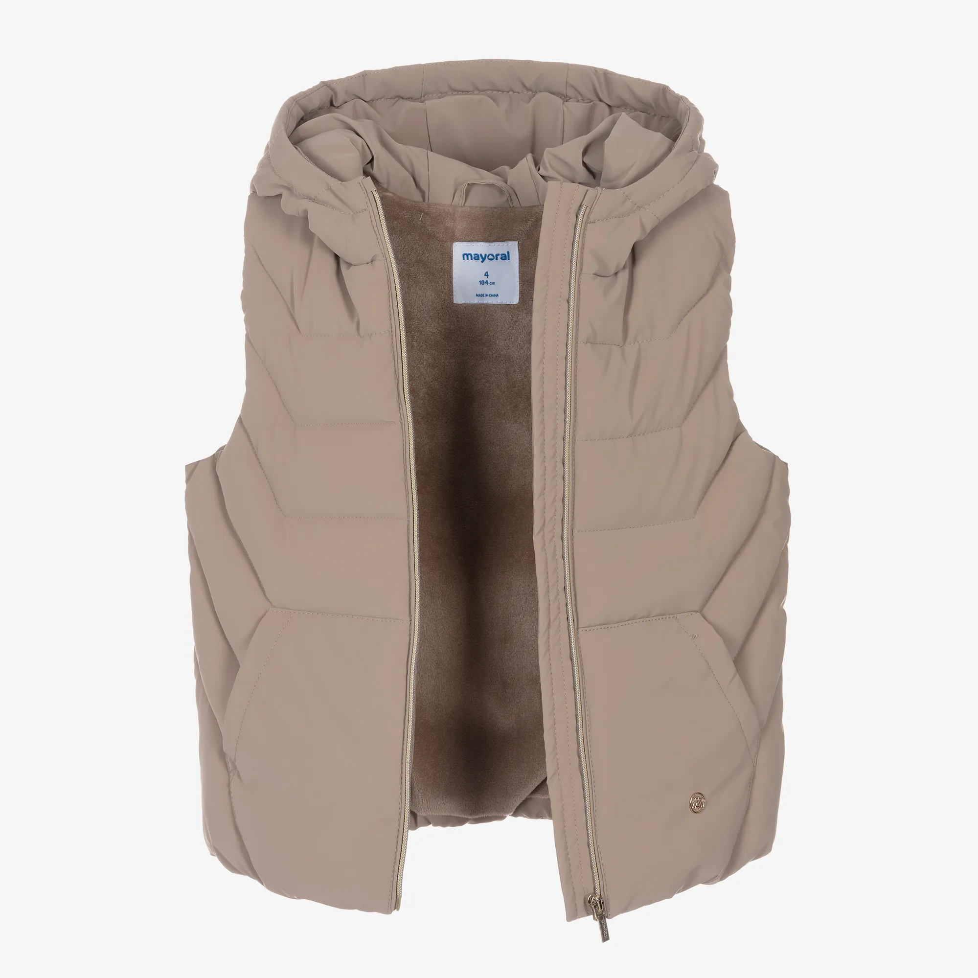 Girls Brown Puffer Gilet