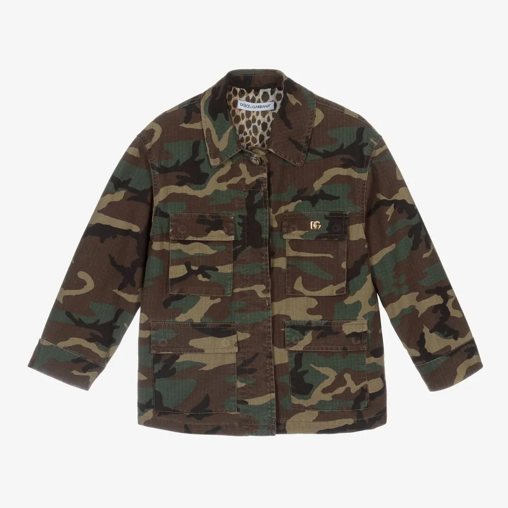 Girls Khaki Camouflage Coat